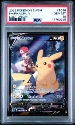 2022 POKEMON SWORD & SHIELD LOST ORIGIN #TG16 FULL ART/PIKACHU V PSA 10 - Image 1
