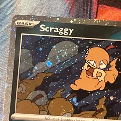 Scraggy SVP186 COSMOS HOLO SWIRL Black Star Promo DOUBLE SWIRL TCG 2025 S&V NM - Image 3