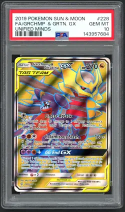 Pokemon Cards - PSA 10 Garchomp & Giratina GX 228/236 - Unified Minds - GEM MT - Image 1