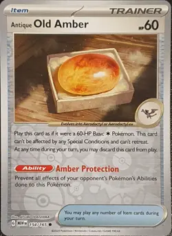 Pokemon TCG - Antique Old Amber Reverse Holo - Scarlet & Violet 151 154/165 - Image 1