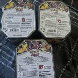 Pokemon V Power Tin BUNDLE (Pikachu, Eevee, Eternatus) Set ~ Sealed - Image 2