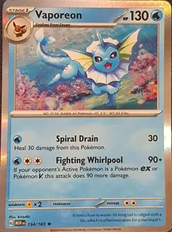 Pokemon - Vaporeon 134/165 - Scarlet & Violet 151 - Holo Rare - Near Mint - Image 1