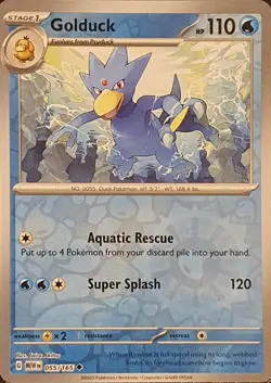 Golduck 055/165 Uncommon 151 Pokemon Reverse Holo Near Mint - Image 1