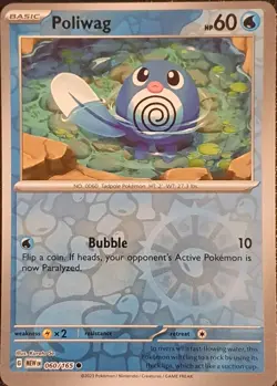 Poliwag 060/165 Common 151 Pokemon Reverse Holo Near Mint - Image 1