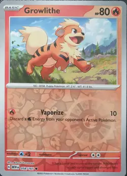 Pokemon - Growlithe 058/165 - Scarlet & Violet 151 - Reverse Holo - Near Mint - Image 1