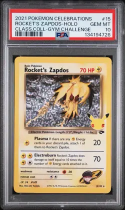 2021 POKEMON CELEBRATIONS CLASSIC COLLECTION #15 ROCKET'S ZAPDOS-HOLO PSA 10 - Image 1