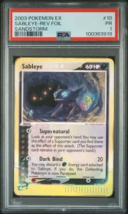 2003 Pokemon EX Sandstorm Sableye Reverse Foil #10 PSA 1 PR POP 1 - Image 1