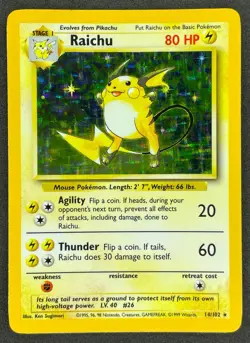 1999 Pokemon Raichu 14/102 Base Set Holo Rare WOTC Vintage - Image 1