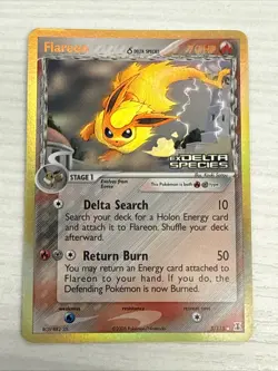 Vintage Pokemon Flareon Delta Species 5/113 EX Delta Species Reverse Holo LP-MP - Image 1