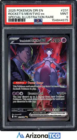 Pokemon 2025 Team Rocket's Mewtwo ex 231/182 SIR Destined Rivals PSA 9 - Image 1