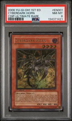 2006 YU-GI-OH! CDIP-CYBERDARK IMPACT 1ST ED-ULTIMATE RARE CYBERDARK HORN PSA 8 - Image 1