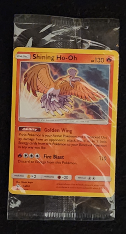 2017 Pokemon Sun & Moon Black Star Promo Sealed Shining Ho-Oh #SM70 EX-NM - Image 1
