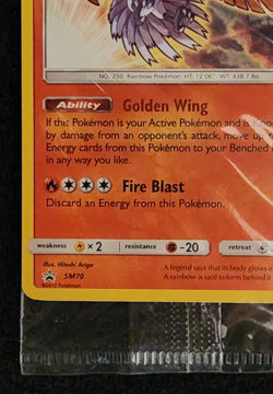 2017 Pokemon Sun & Moon Black Star Promo Sealed Shining Ho-Oh #SM70 EX-NM - Image 5