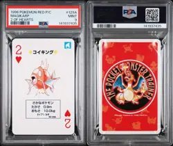 1996 POKEMON RED VERSION PLAYING CARDS 2 OF HEARTS #129 MAGIKARP PSA 9 - Image 1