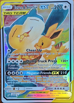 Pokemon Eevee & Snorlax GX TAG TEAM Promo Holo SM169 SM Card HP 270 English - Image 1