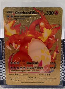 Charizard VMAX Gold Foil *Fan Art* Pokemon Card 20/189 330HP G-Max Wildfire - Image 1