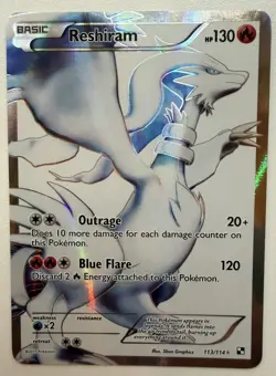 Pokemon Reshiram Full Art 113/114 Black & White Holo - Image 1