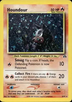 (SWIRL) HOUNDOUR 5/75 HOLO RARE NEO DISCOVERY POKEMON UNLIMITED HOLO LP - Image 1