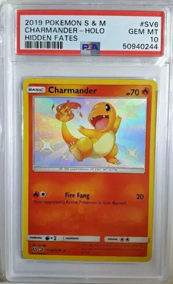2019 Pokemon SV6 Charmander Sun & Moon Hidden Fates Holo - PSA 10 GEM MINT - Image 1