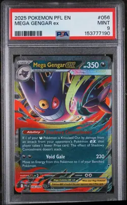 2025 POKEMON PFL EN-PHANTASMAL FLAMES #056 MEGA GENGAR EX PSA 9 - Image 1