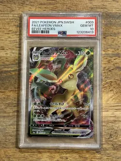 GRADED PSA 10 2021 Pokemon JPN.SWSH FA/Leafeon VMax Eevee Heroes #003 - Image 1