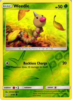 Pokemon - Weedle - 3/181 - Reverse Holo - Team Up - NM/M - New - Image 1