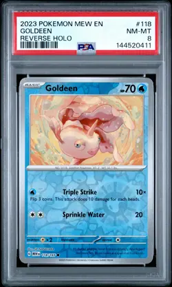 2023 POKEMON MEW EN-151 REVERSE HOLO #118 GOLDEEN PSA 8 - Image 1