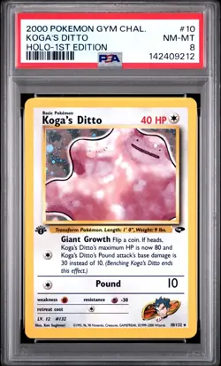 2000 POKEMON GYM CHALLENGE HOLO-1ST ED #10 KOGA'S DITTO PSA 8 - Image 1