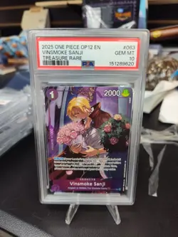 2025 ONE PIECE OP12-LEGACY OF THE MASTER TREASURE RARE VINSMOKE SANJI PSA 10 - Image 1