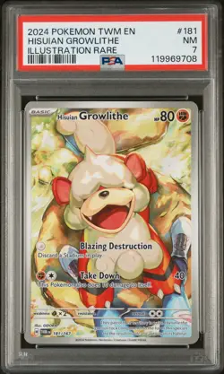Growlithe 181/167 - PSA 7 - Graded Pokemon Card Twilight Masquerade Illustration - Image 1
