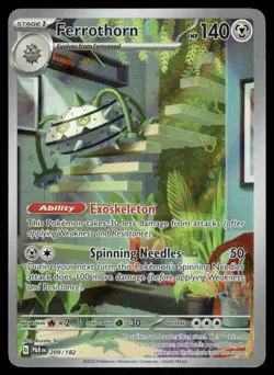Pokemon Cards Ferrothorn 209/182 Paradox Rift Illustration Rare NM - Image 1