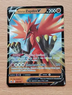 Pokemon Trading Card Game TCG Galarian Zapdos v 080/198 Chilling Reign 2021 - Image 1