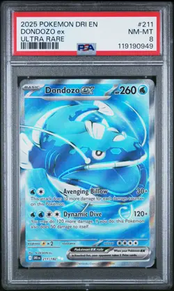2025 POKEMON DRI EN-DESTINED RIVALS ULTRA RARE #211 DONDOZO EX PSA 8 - Image 1