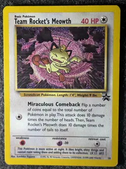 Pokemon Team Rocket's Meowth Wotc Promo 18/53 Basic 40 HP English Holo Card - Image 1