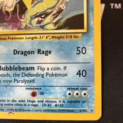 Pokemon TCG Gyarados Base Set 6/102 Holo Unlimited Holo Rare HP Damaged - Image 4