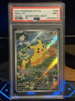 Pikachu (Paldea Adventure Chest) Holo Pokemon Scarlet & Violet Black Star PSA 9 - Image 1