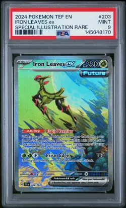 Iron Leaves EX 203/162 Special Illustration Rare Pokemon PSA 9 *170 - Image 1