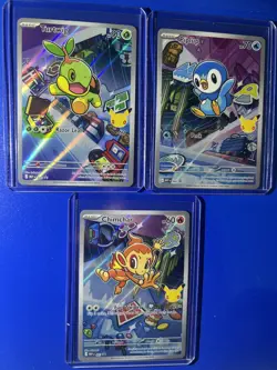 3 First Partner Starter Promo Set Holo – Pokemon Turtwig Chimchar Piplup – NM/M - Image 1