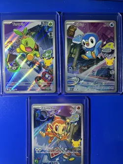 3 First Partner Starter Promo Set Holo – Pokemon Turtwig Chimchar Piplup – NM/M - Image 2
