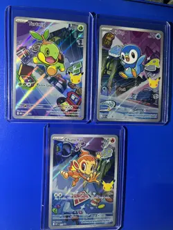 3 First Partner Starter Promo Set Holo – Pokemon Turtwig Chimchar Piplup – NM/M - Image 3