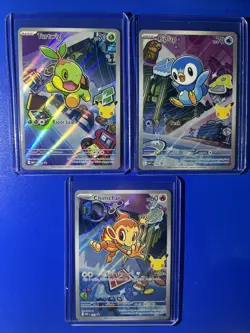 3 First Partner Starter Promo Set Holo – Pokemon Turtwig Chimchar Piplup – NM/M - Image 4