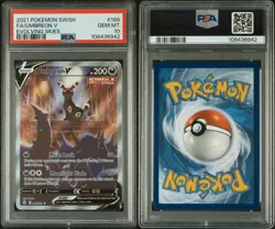 2021 POKEMON SWORD & SHIELD EVOLVING SKIES #189 FULL ART/UMBREON V PSA 10 GEM MT - Image 1