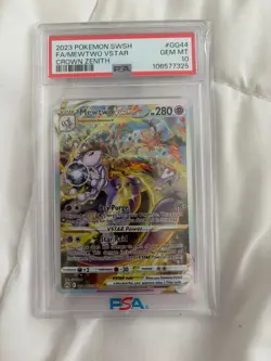 2023 Pokemon SWSH Full Art Mewtwo VSTAR Crown Zenith #GG44 PSA 10 GEM MINT - Image 1