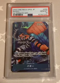 One Piece TCG BUGGY PSA 10 OP02-058 - ALT ART AA Rare R - Paramount War JP - Image 1