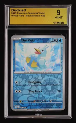 2025 Pokemon Scarlet & Violet White Flare Ducklett #25 MBA 9 - Image 1