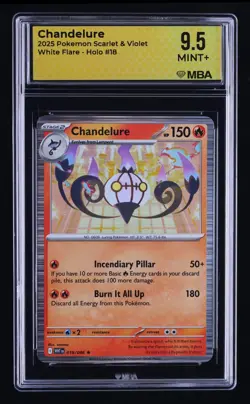 2025 Pokemon Scarlet & Violet White Flare Chandelure #18 MBA 9.5 - Image 1