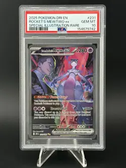 Pokemon 2025 Team Rocket's Mewtwo ex 231/182 SIR Destined Rivals GEM MINT PSA 10 - Image 1