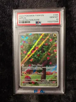 2024 Pokemon TWM Applin 185/167 Illustration Rare Graded PSA 10 Gem Mint - Image 1