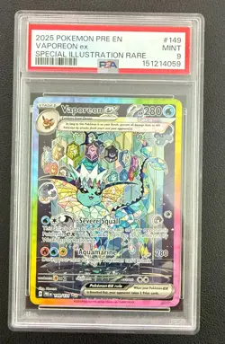2025 Pokemon Vaporeon ex #149/131 – Special Illustration Rare (SIR) PSA 9 MINT - Image 1