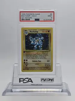 Pokemon 1999 1st Edition Base Set Machamp Holo #8 / 102 PSA 9 MINT - Image 1